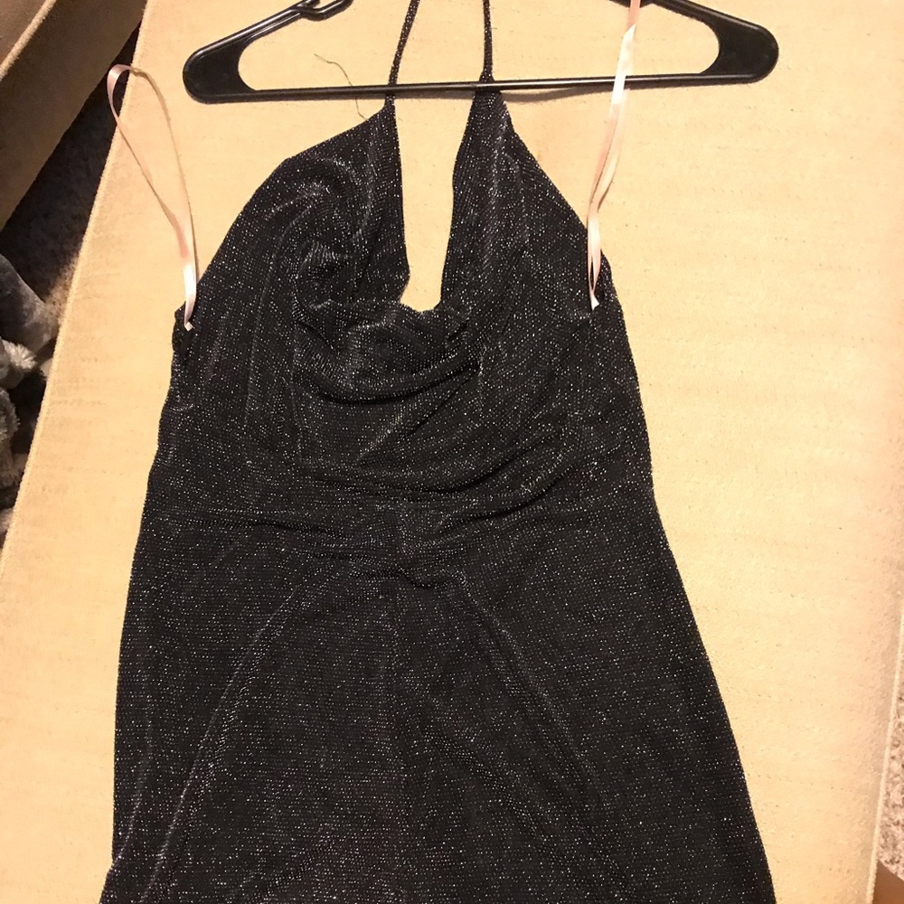 Sparkly Backless Halter Evening Dress